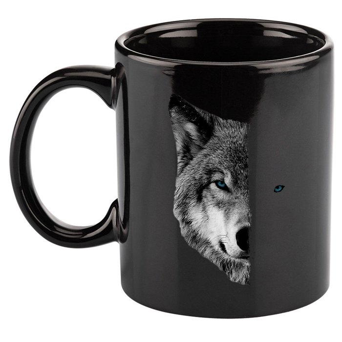 Wolf Split Face Wolf Magical Wolves 11oz C Handle Ceramic Mug