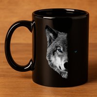 Wolf Split Face Wolf Magical Wolves 11oz C Handle Ceramic Mug
