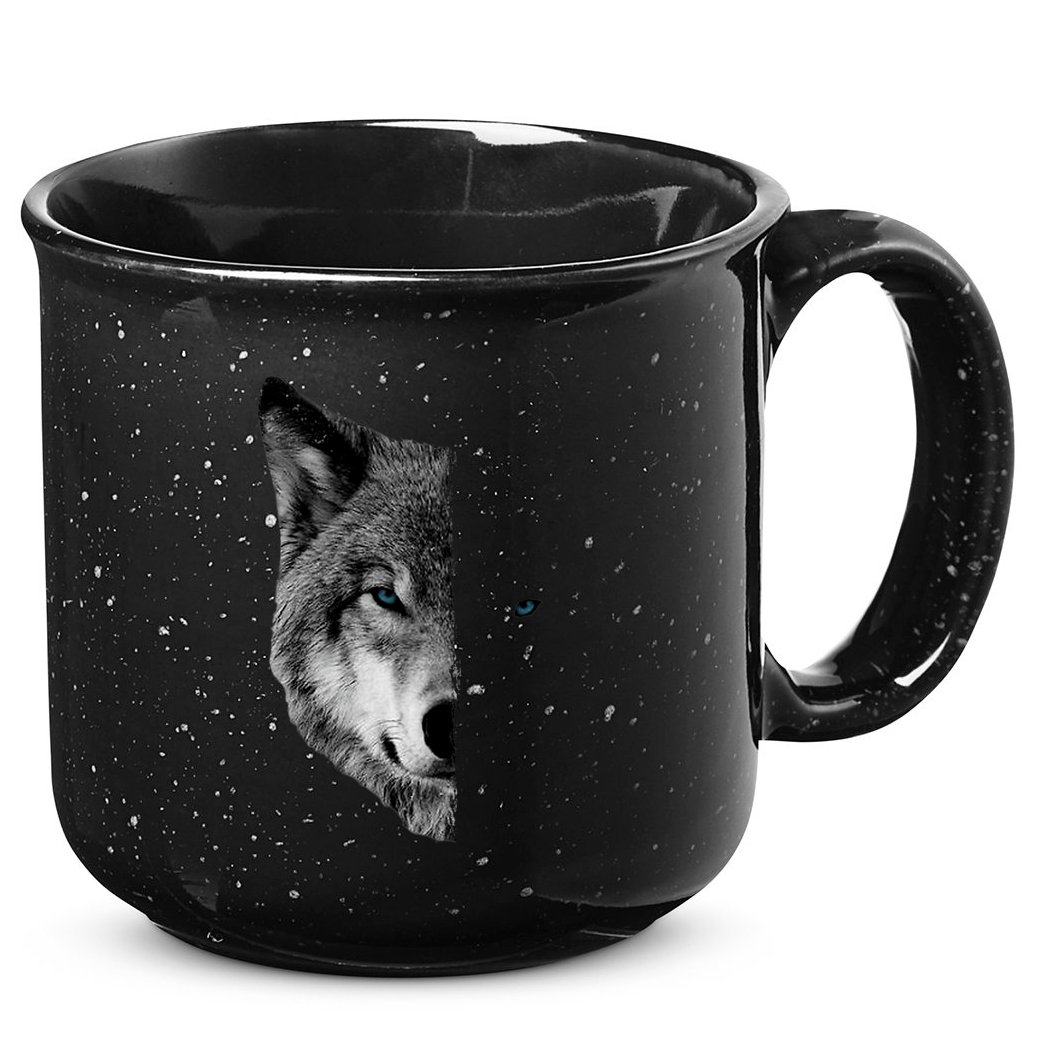 Wolf Split Face Wolf Magical Wolves 15oz Campfire Ceramic Mug