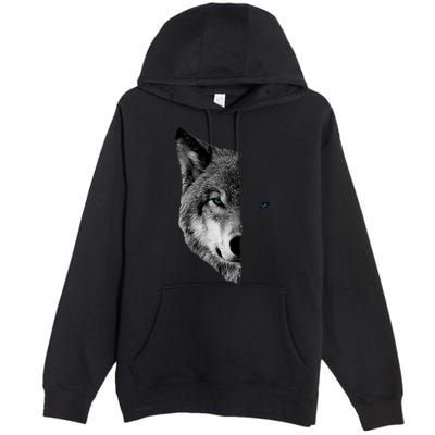 Wolf Split Face Wolf Magical Wolves Premium Pullover Hoodie