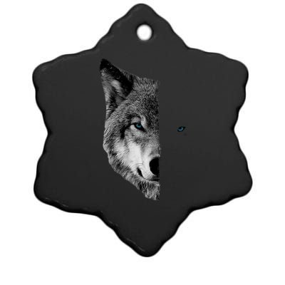 Wolf Split Face Wolf Magical Wolves Ceramic Star Ornament