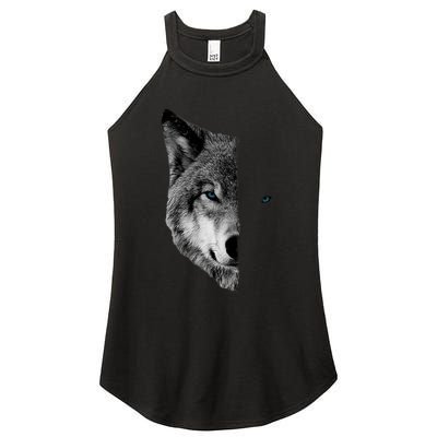 Wolf Split Face Wolf Magical Wolves Women's Perfect Tri Rocker Tank