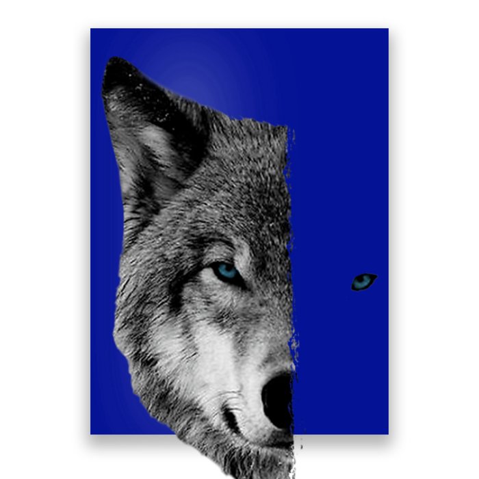 Wolf Split Face Wolf Magical Wolves Poster