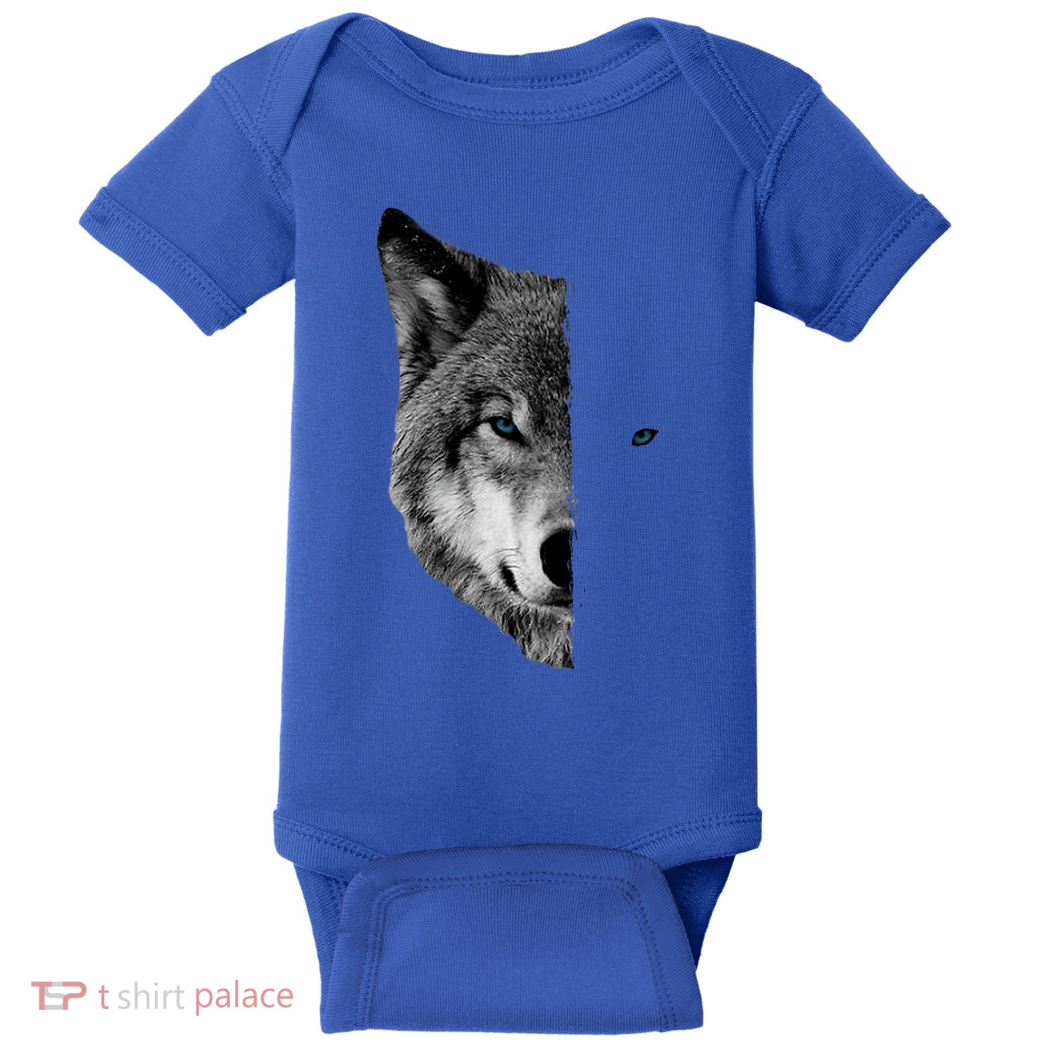 Wolf Split Face Wolf Magical Wolves Baby Bodysuit