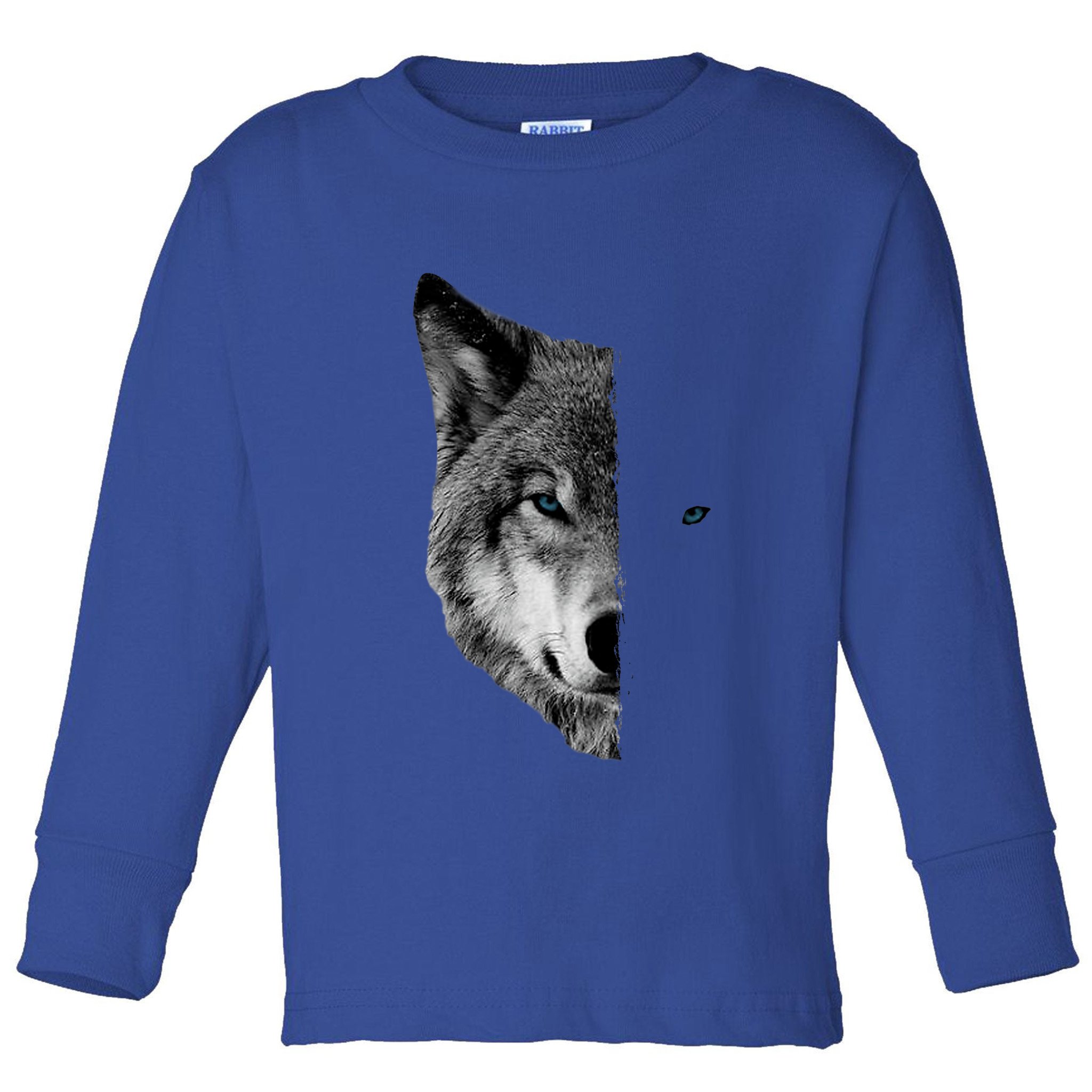 Wolf Split Face Wolf Magical Wolves Toddler Long Sleeve Shirt