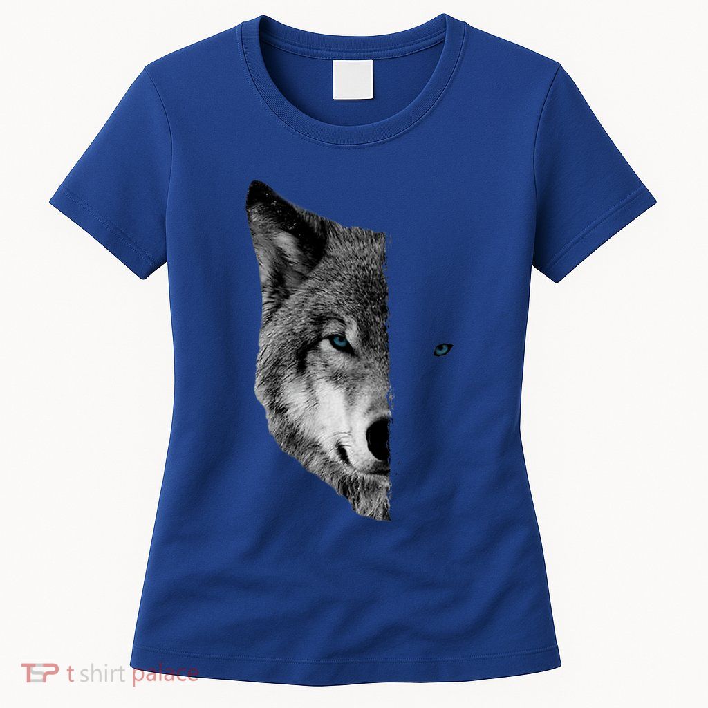 Wolf Split Face Wolf Magical Wolves Womens T-Shirt