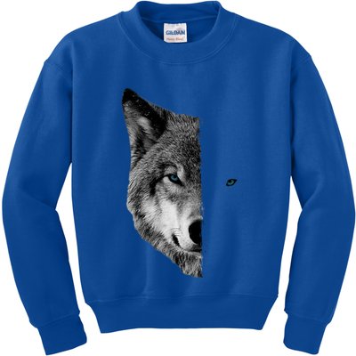 Wolf Split Face Wolf Magical Wolves Kids Sweatshirt