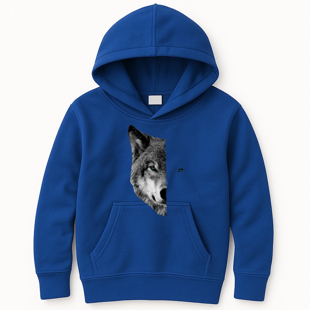 Wolf Split Face Wolf Magical Wolves Kids Hoodie