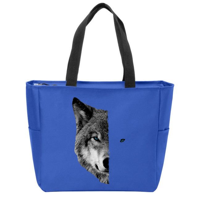 Wolf Split Face Wolf Magical Wolves Zip Tote Bag