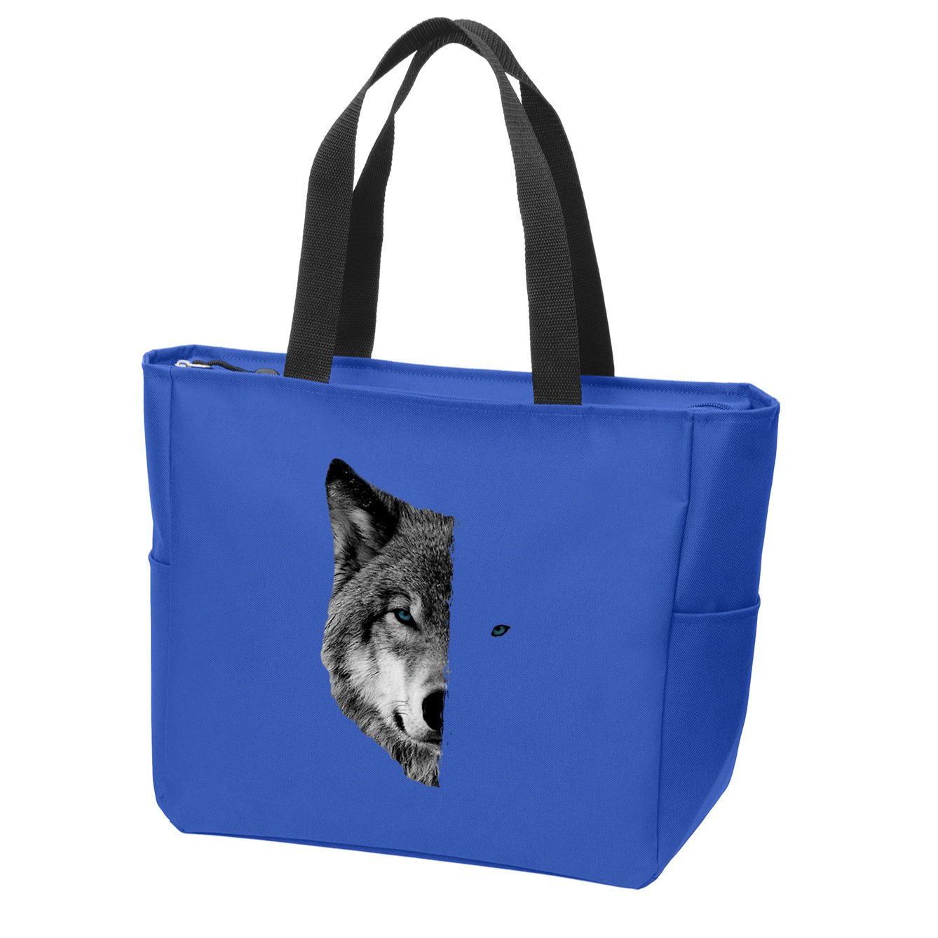 Wolf Split Face Wolf Magical Wolves Zip Tote Bag