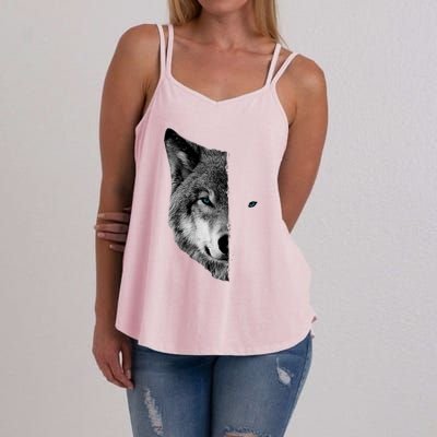 Wolf Split Face Wolf Magical Wolves Women's Strappy Tank