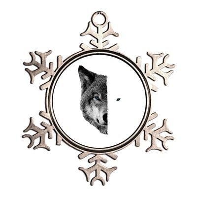 Wolf Split Face Wolf Magical Wolves Metallic Star Ornament