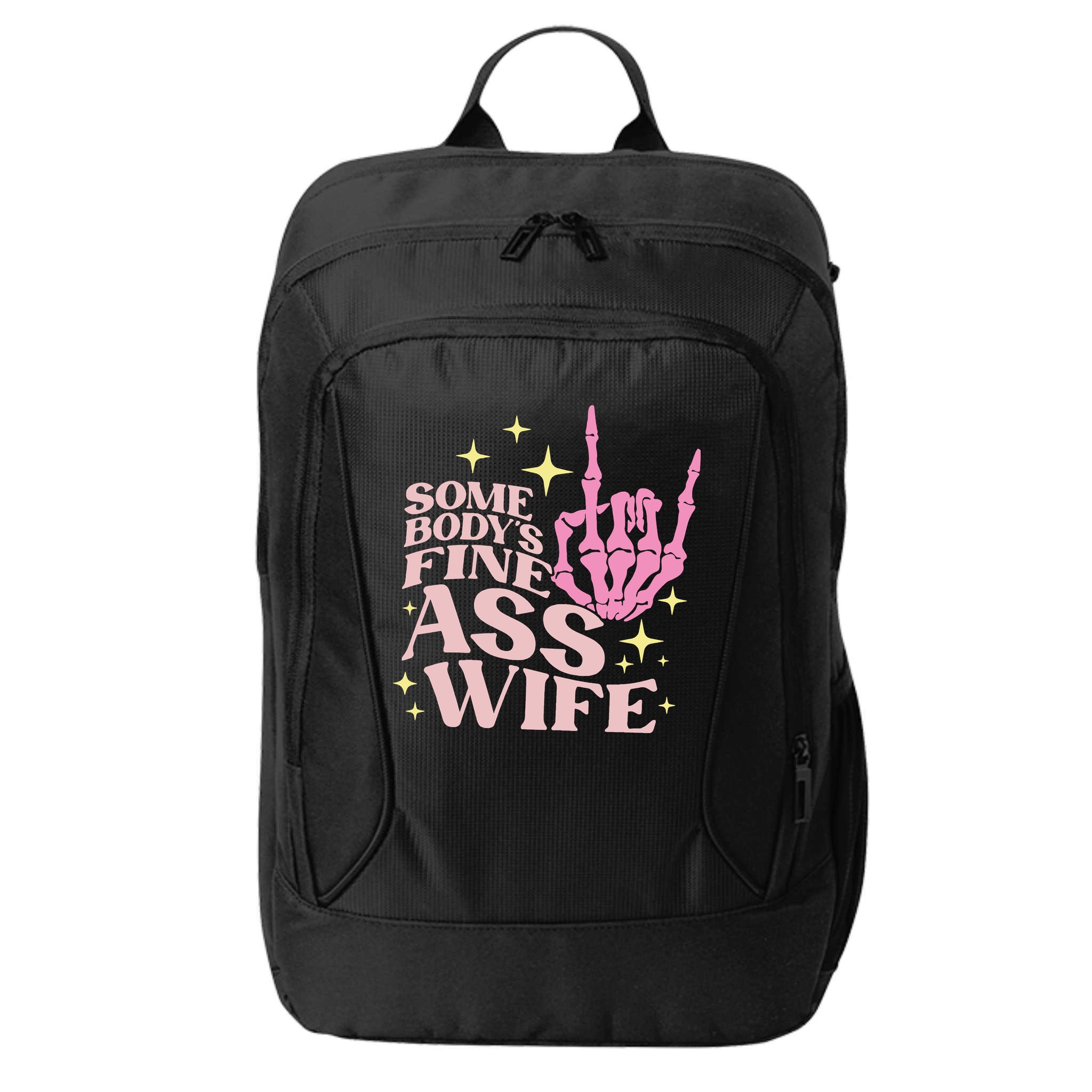 Women Somebody's Fine Ass Wife Retro Skeleton Hand Witchy City Backpack