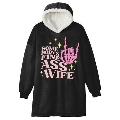 Women Somebody's Fine Ass Wife Retro Skeleton Hand Witchy Hooded Wearable Blanket