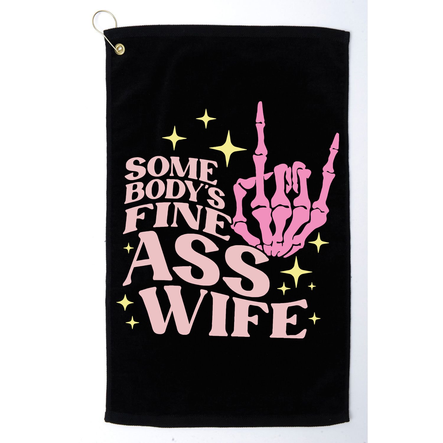 Women Somebody's Fine Ass Wife Retro Skeleton Hand Witchy Golf Towel