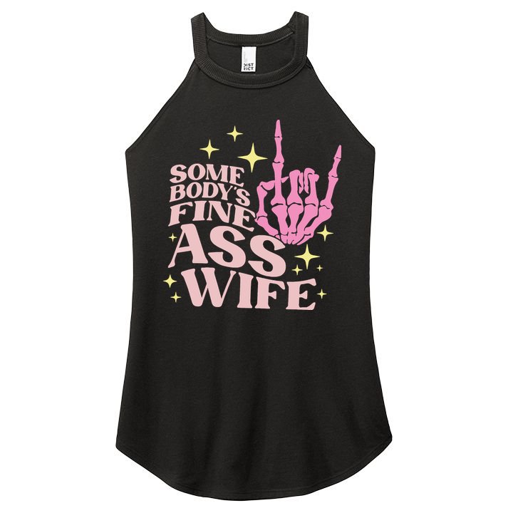 Women Somebody's Fine Ass Wife Retro Skeleton Hand Witchy Women's Perfect Tri Rocker Tank