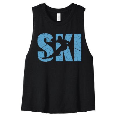 Winter Sport Family Skiers Skiing Downhill Alpine Skiing Women's Racerback Cropped Tank