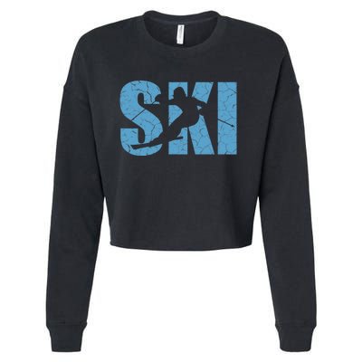 Winter Sport Family Skiers Skiing Downhill Alpine Skiing Cropped Pullover Crew