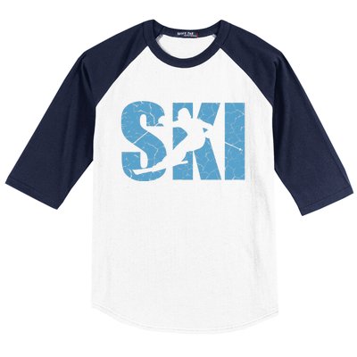 Winter Sport Family Skiers Skiing Downhill Alpine Skiing Baseball Sleeve Shirt