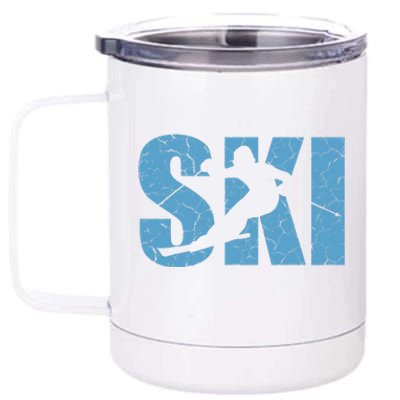 Winter Sport Family Skiers Skiing Downhill Alpine Skiing 12 oz Stainless Steel Tumbler Cup