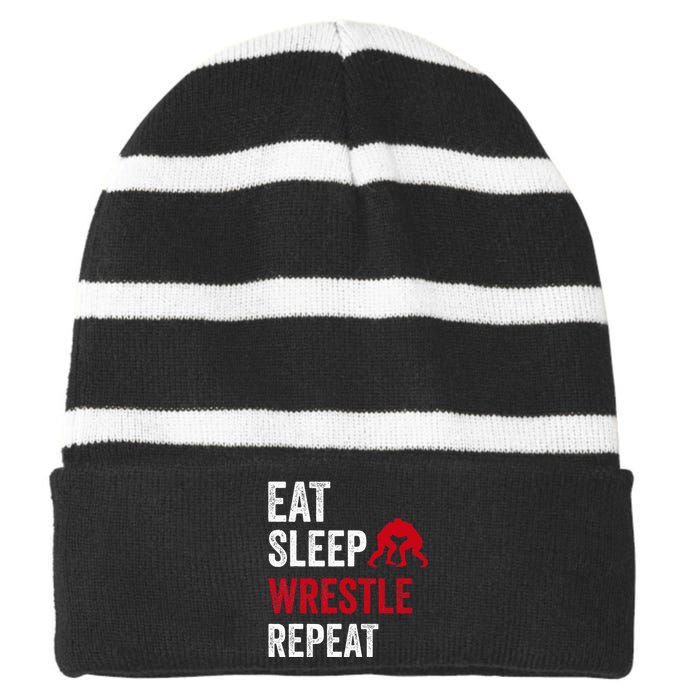 Wrestling Sport For Wrestling Lover Striped Beanie with Solid Band