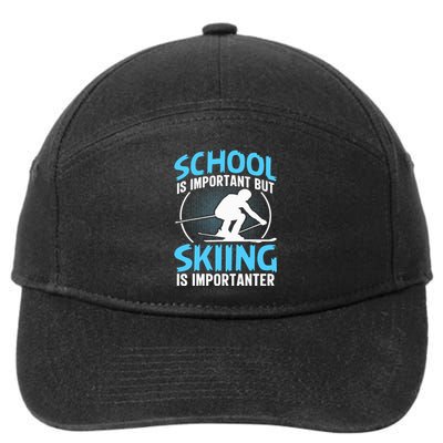 Winter Sport Family Skiers Skiing Downhill Alpine Skiing 7-Panel Snapback Hat