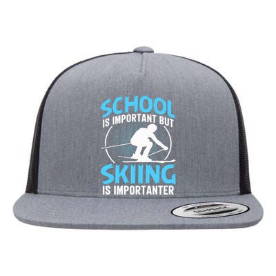 Winter Sport Family Skiers Skiing Downhill Alpine Skiing Flat Bill Trucker Hat