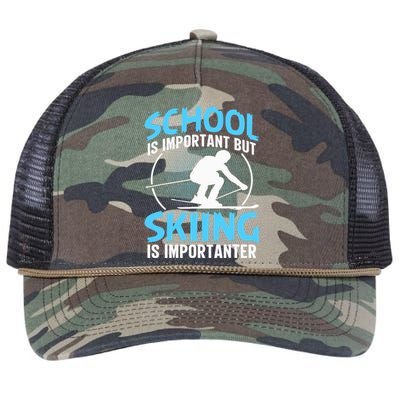 Winter Sport Family Skiers Skiing Downhill Alpine Skiing Retro Rope Trucker Hat Cap