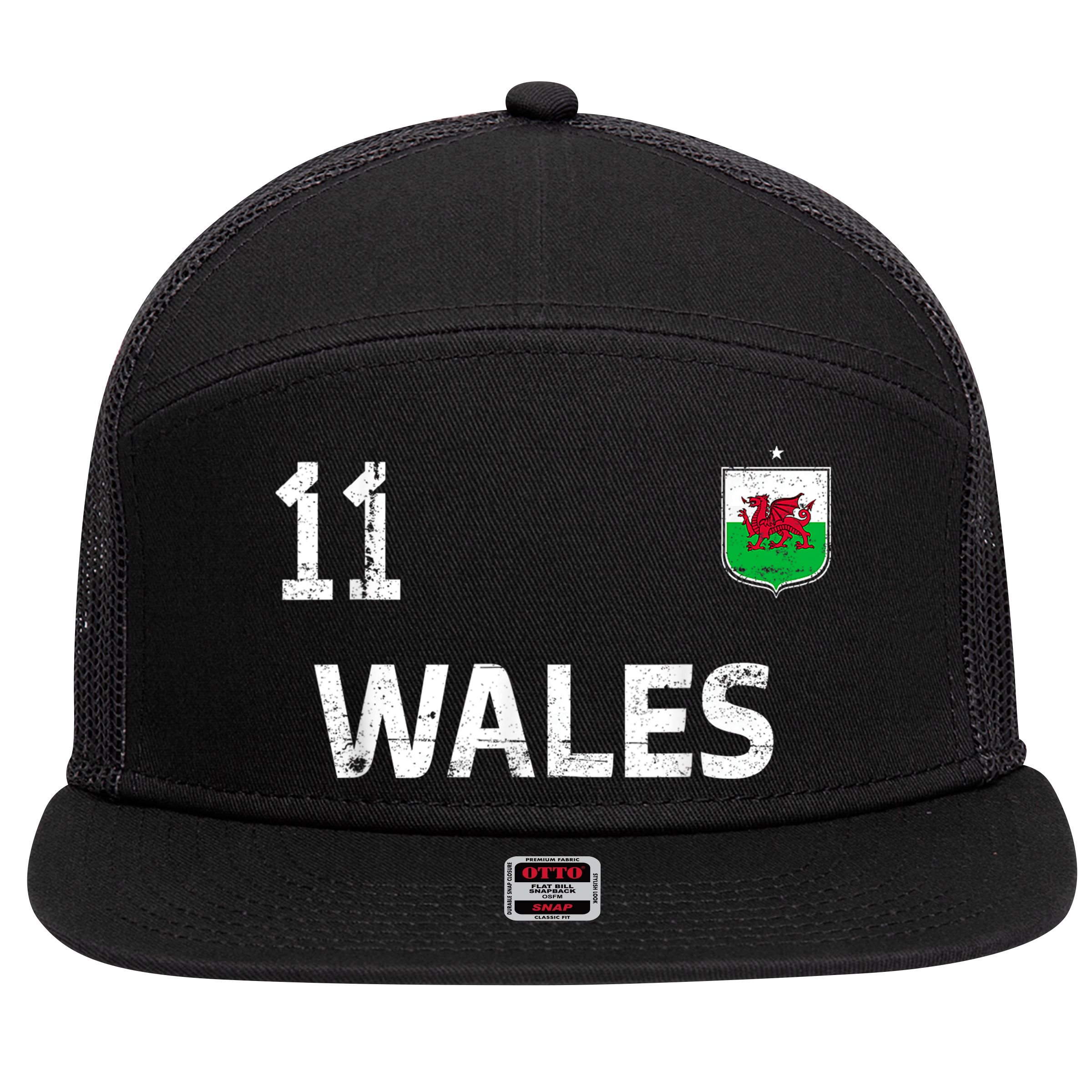 Wales Soccer Fans Jersey Welsh Flag Football Lovers 7 Panel Mesh Trucker Snapback Hat