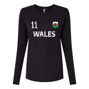 Wales Soccer Fans Jersey Welsh Flag Football Lovers Womens Cotton Relaxed Long Sleeve T-Shirt