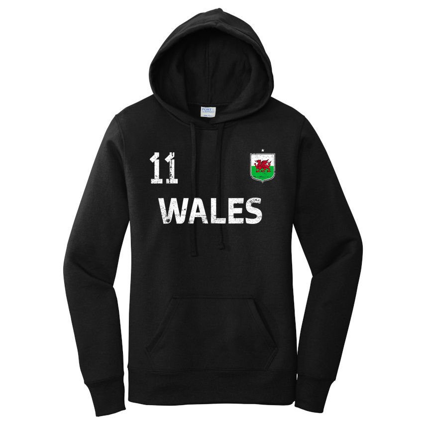 Wales Soccer Fans Jersey Welsh Flag Football Lovers Women's Pullover Hoodie