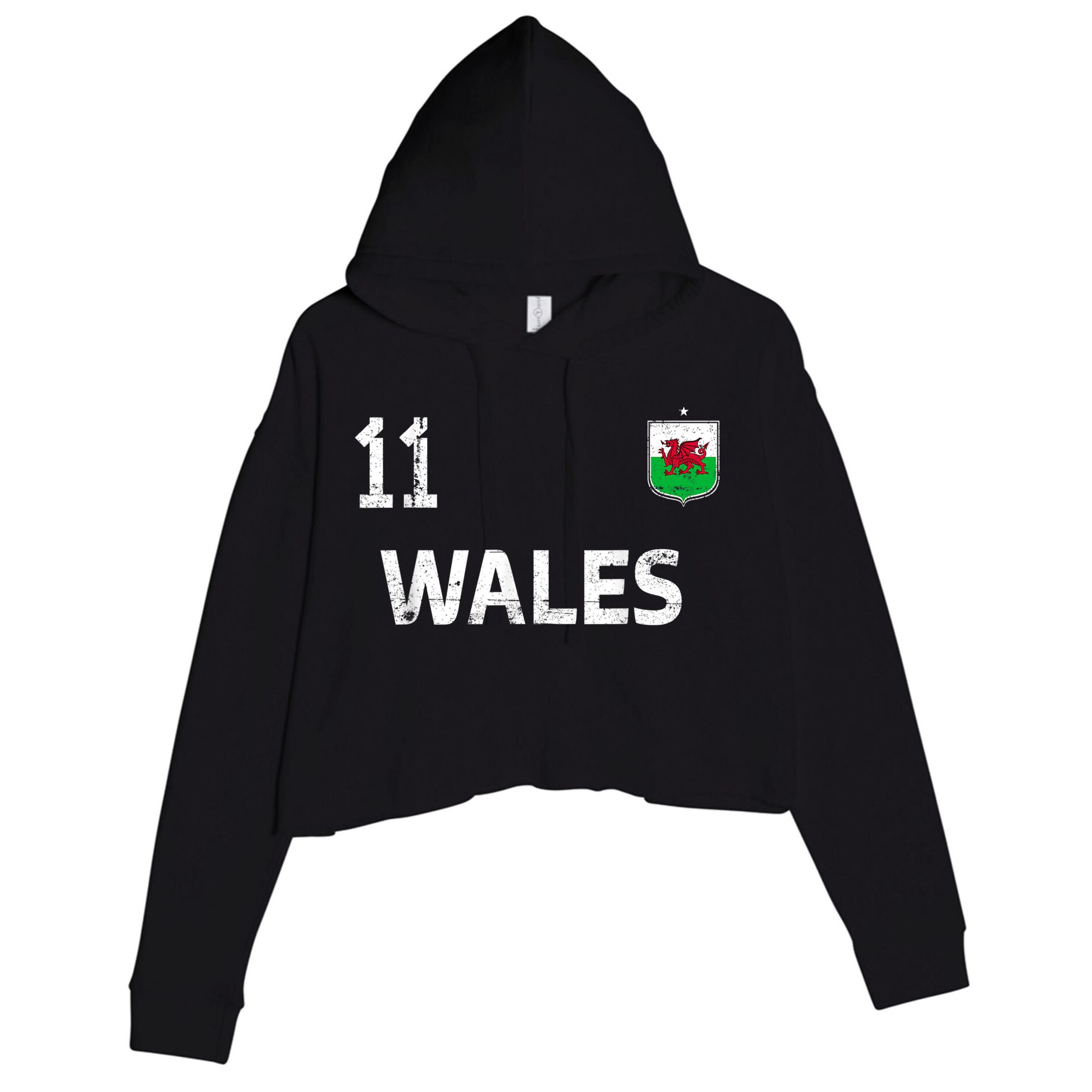 Wales Soccer Fans Jersey Welsh Flag Football Lovers Crop Fleece Hoodie