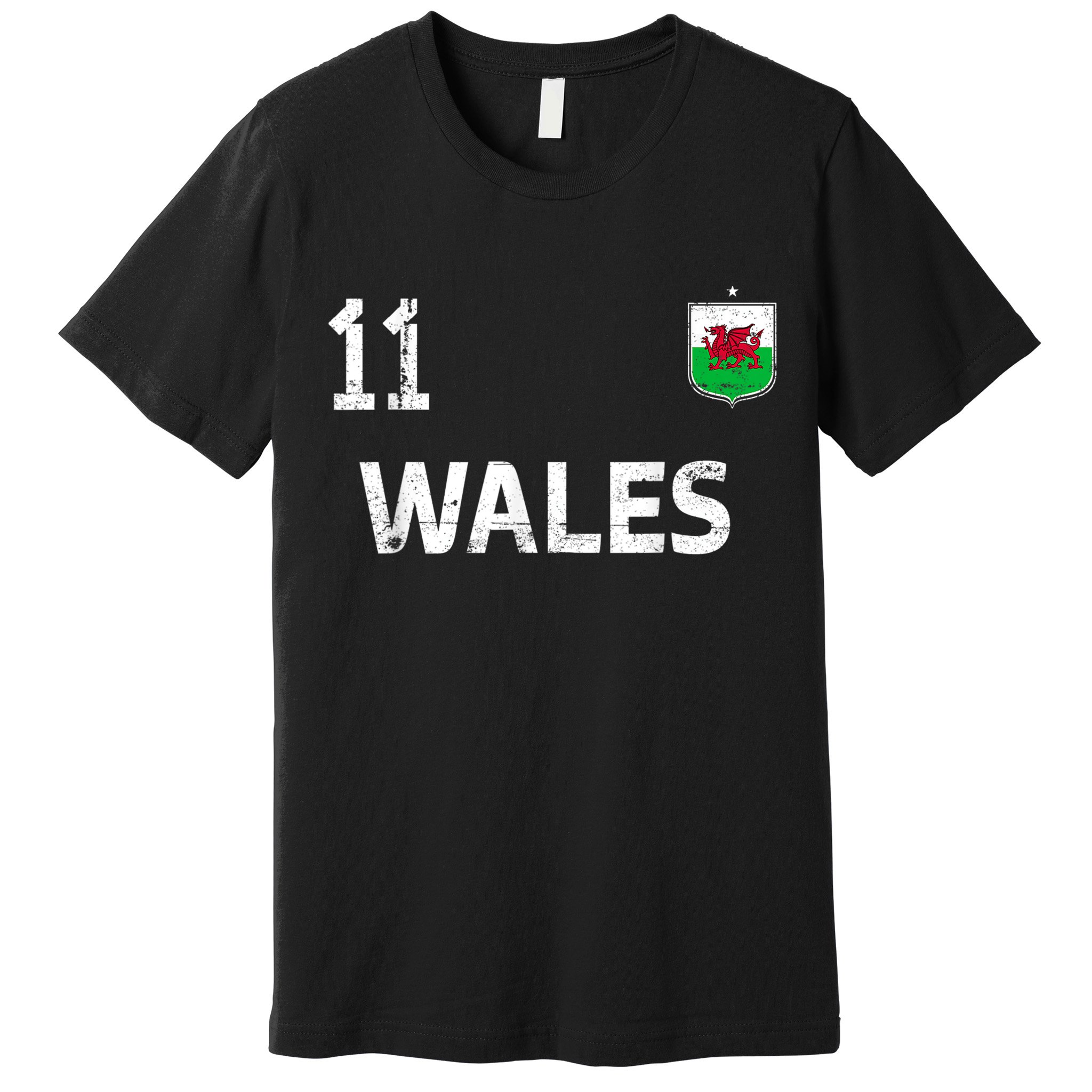 Wales Soccer Fans Jersey Welsh Flag Football Lovers Premium T-Shirt