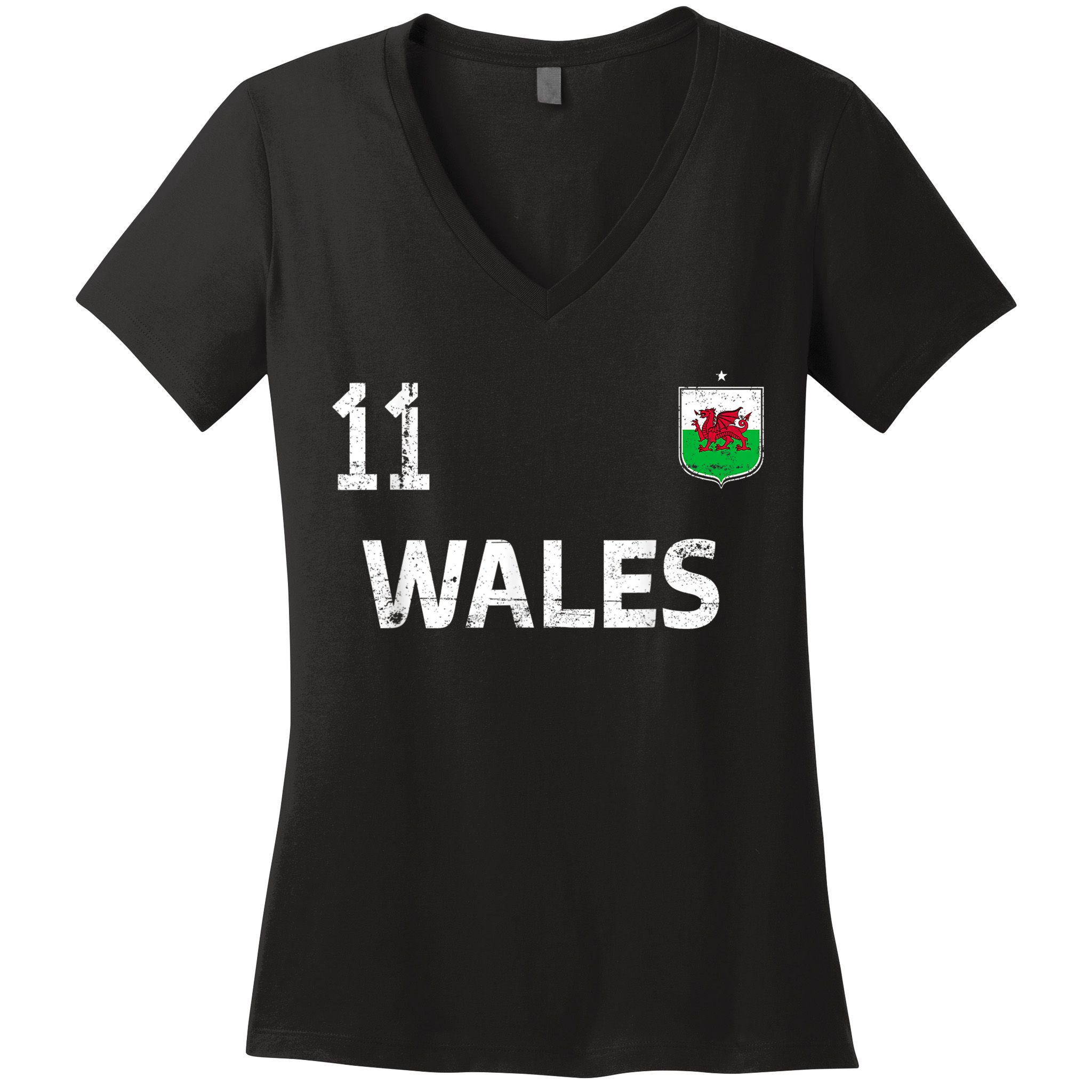 Wales Soccer Fans Jersey Welsh Flag Football Lovers Women's V-Neck T-Shirt
