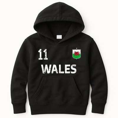 Wales Soccer Fans Jersey Welsh Flag Football Lovers Kids Hoodie