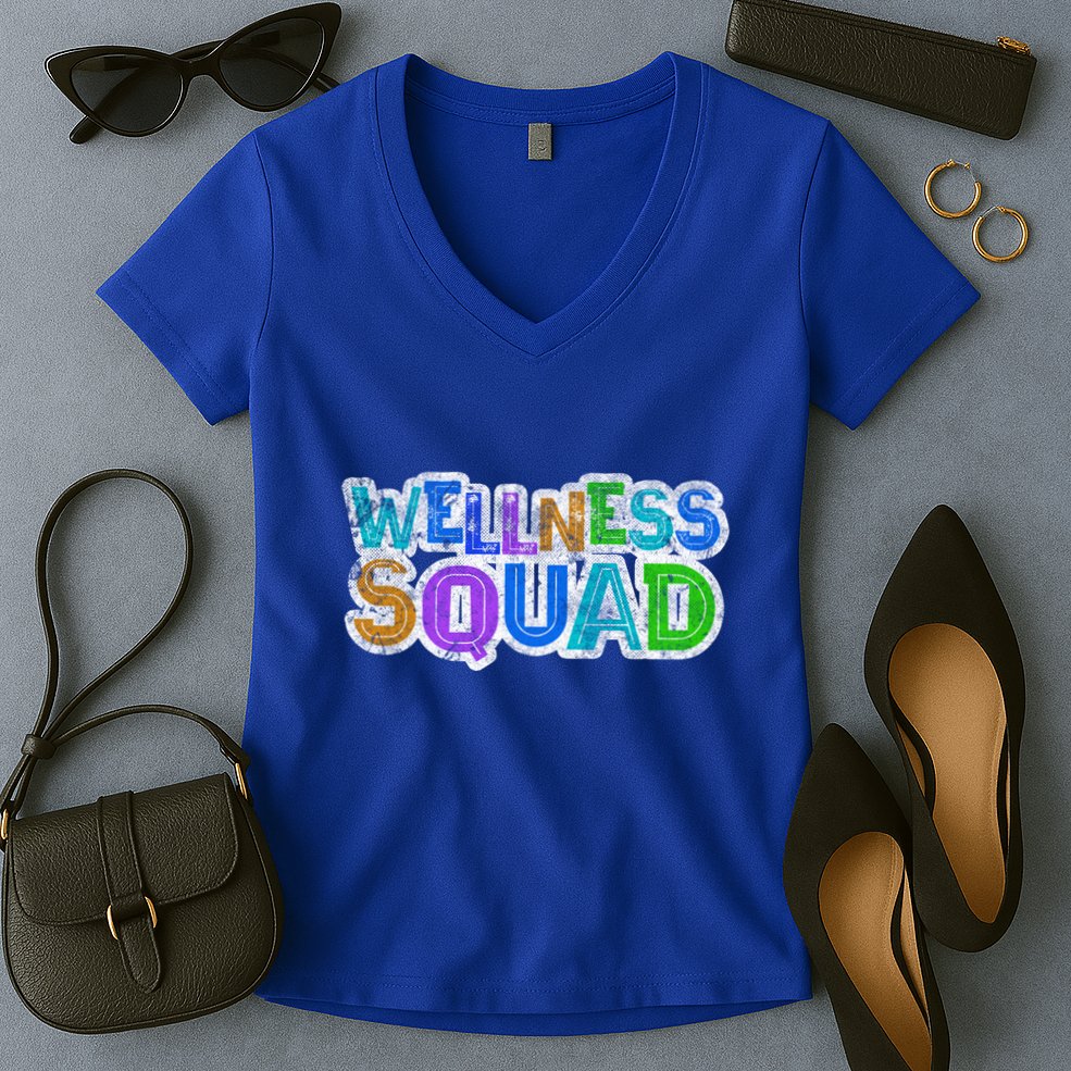 Wellness Squad Fitness Gym Crew Health Trainer Life Coach Funny Gift Women's V-Neck T-Shirt