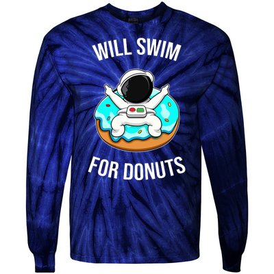 Will Swim For Donuts Tie-Dye Long Sleeve Shirt