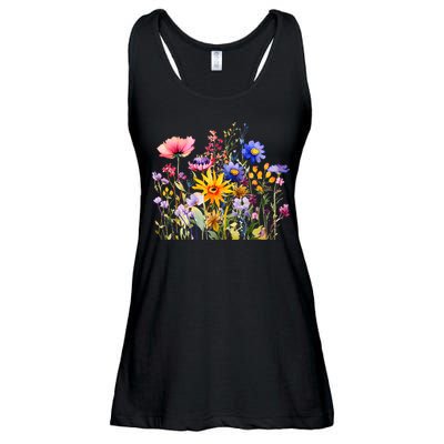 Wildflower Summer Flowers Blooming Floral Graphic Ladies Essential Flowy Tank