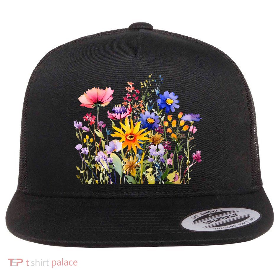 Wildflower Summer Flowers Blooming Floral Graphic Flatbill Hat
