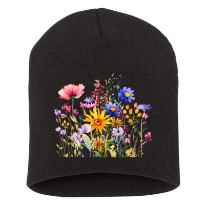 Wildflower Summer Flowers Blooming Floral Graphic Short Acrylic Beanie