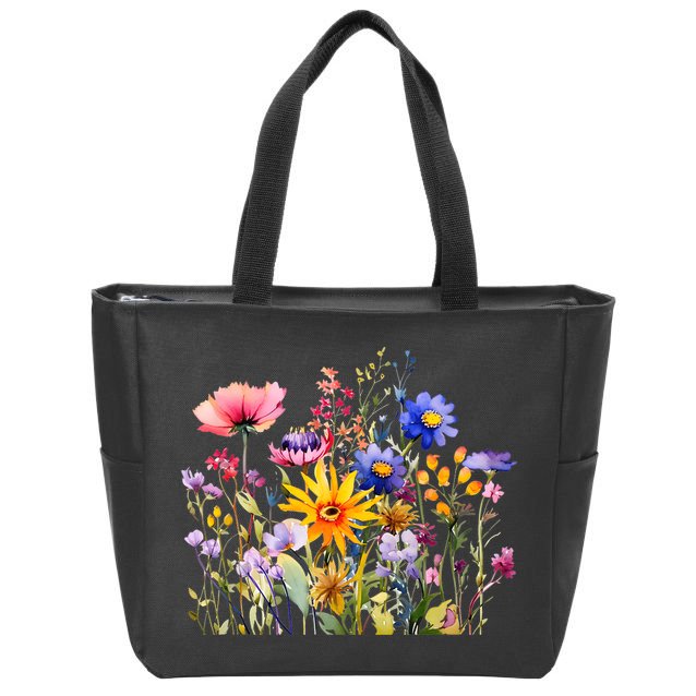 Wildflower Summer Flowers Blooming Floral Graphic Zip Tote Bag