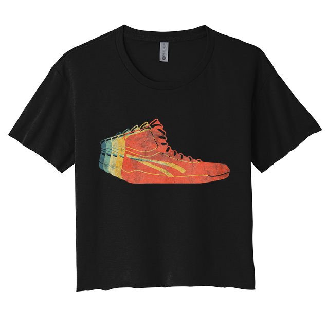 Wrestling Shoe funny sport lover wrestling Crop Top