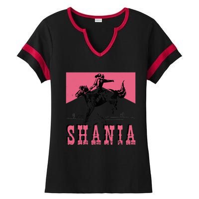 Western Shania First Name Punchy Cowboy Cowgirl Rodeo Style Ladies Halftime Notch Neck Tee