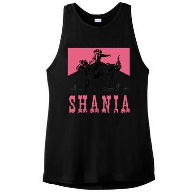 Western Shania First Name Punchy Cowboy Cowgirl Rodeo Style Ladies PosiCharge Tri-Blend Wicking Tank