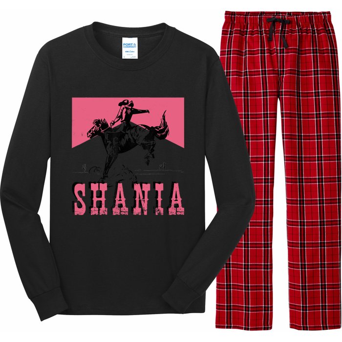 Western Shania First Name Punchy Cowboy Cowgirl Rodeo Style Long Sleeve Pajama Set