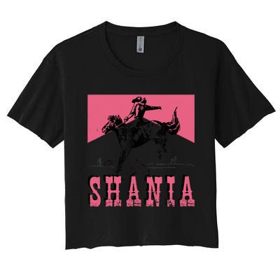 Western Shania First Name Punchy Cowboy Cowgirl Rodeo Style Women's Crop Top Tee