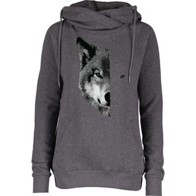 Wolf Split Face Wolf Magical Wolves Tee Womens Funnel Neck Pullover Hood