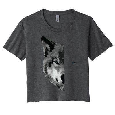 Wolf Split Face Wolf Magical Wolves Tee Women's Crop Top Tee