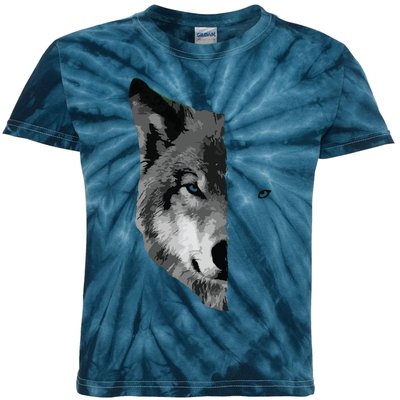 Wolf Split Face Wolf Magical Wolves Tee Kids Tie-Dye T-Shirt