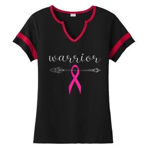 Warrior Survivor Fighter Pink Ribbon Warrior Breast Cancer Ladies Halftime Notch Neck Tee